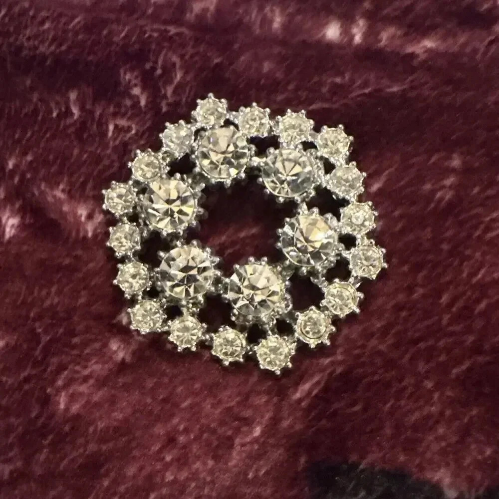 Original Vintage Antique Costume Jewelry Rhinestone MidCentury Modern Brooch Pin